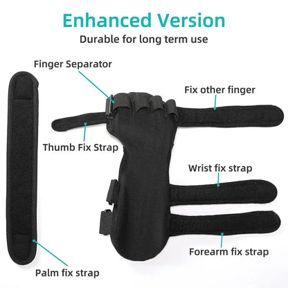 Adjustable Hand Brace for Stroke Recovery — Finger and Wrist Support Splint for Night Use, Arthritis & Tendonitis Relief