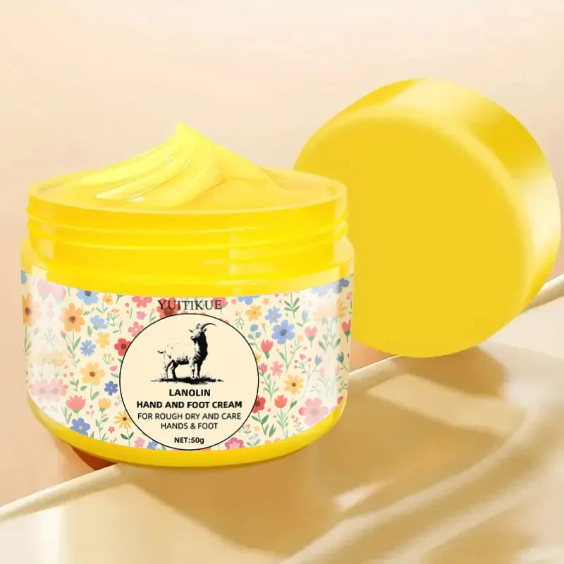 50g Lanolin Foot Cream for Cracked Heels & Dry Feet, Deep Moisturizing Skin Repair Balm for Soft Smooth Feet
