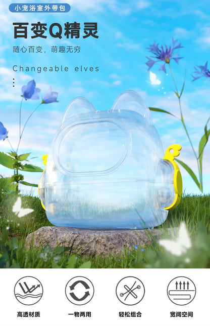 17cm Labubu Doll Storage Bag — Cute Transparent Cotton Crossbody Bag for Toy Display & Mini Sofa Accessories