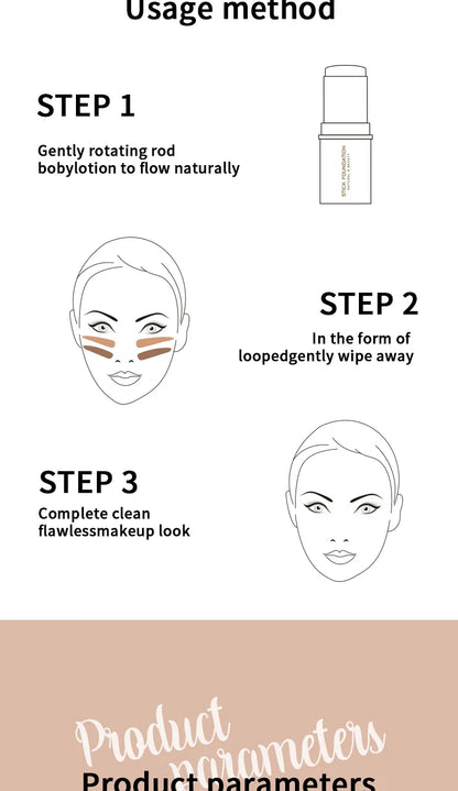 MAXFINE Foundation Stick – Long-Lasting, Blendable Creamy Formula for Shine-Free, Natural Finish – Cruelty-Free