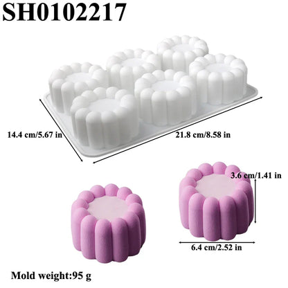 6 or 12 Cell Wavy Lace Cylindrical Silicone Cake Mold — Mousse & Dessert Baking Tool for Party Pastry