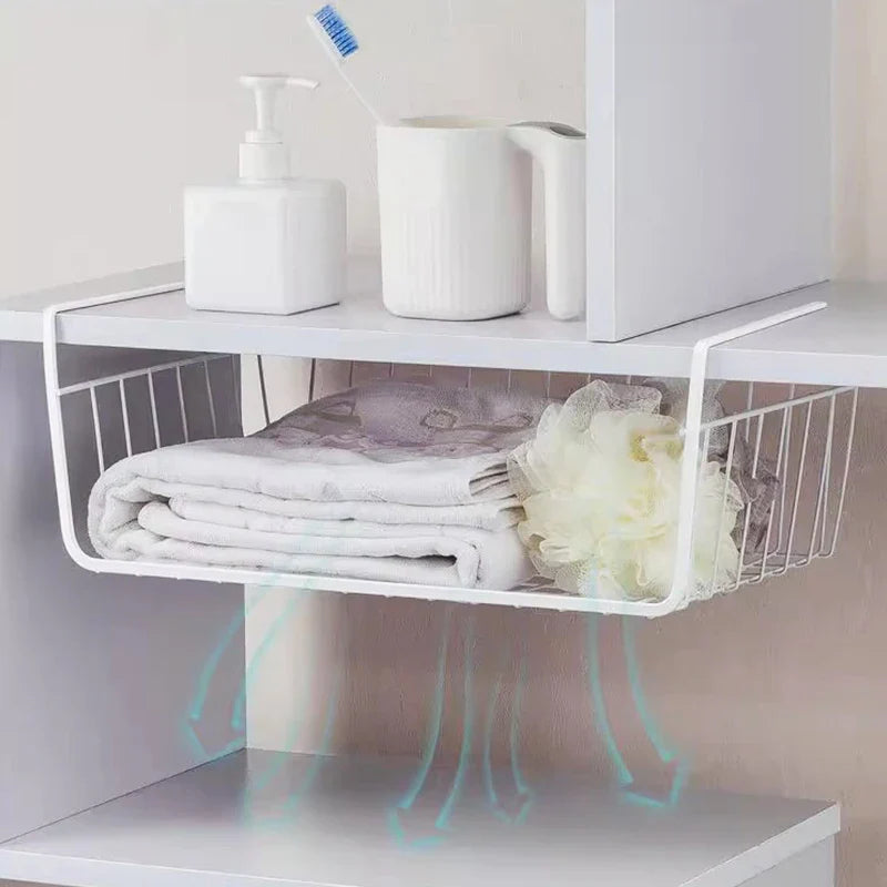 Metal Hanging Kitchen Storage Rack | Multifunctional Layered Book Organizer for Dormitories and Offices