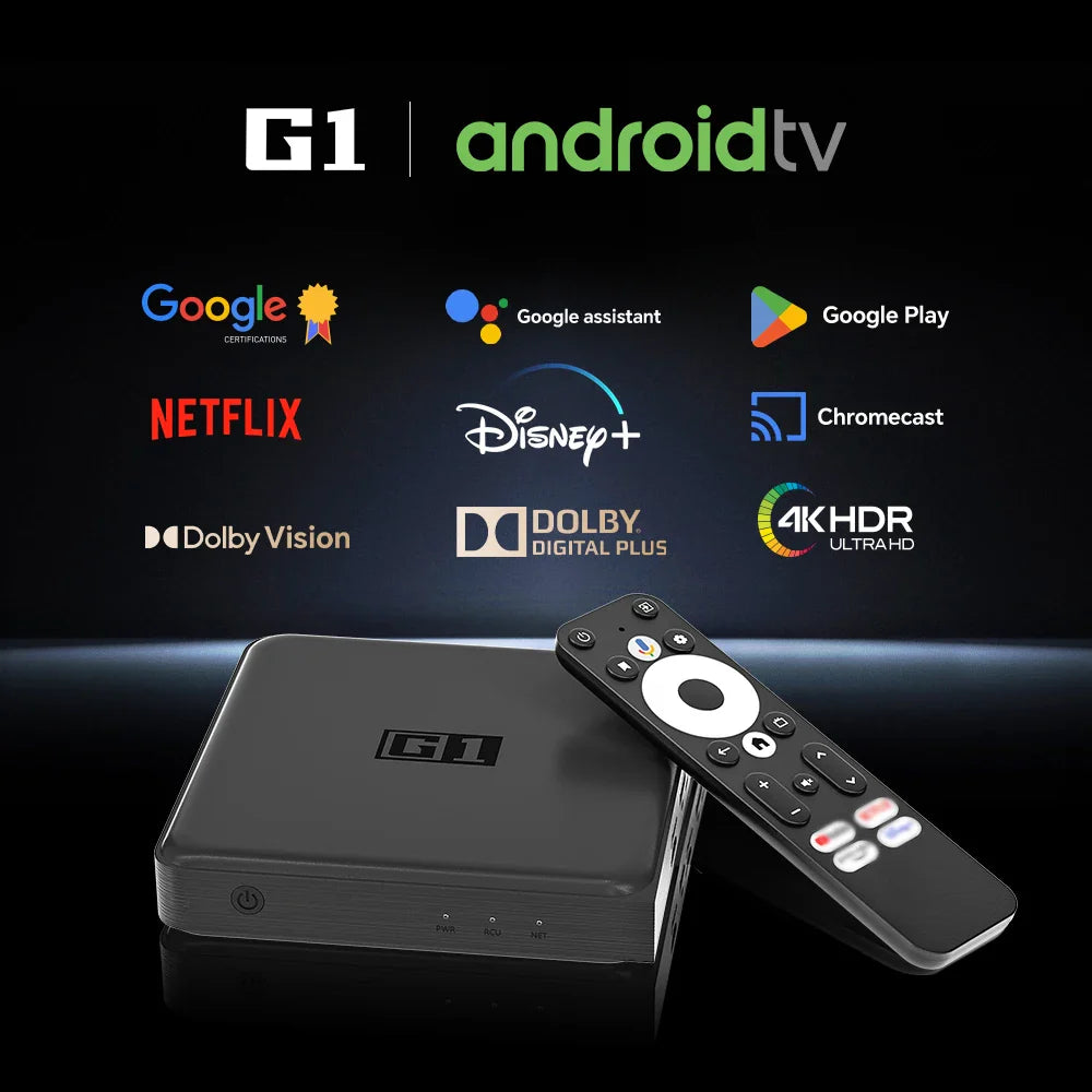 Kinhank G1 Android TV Box – Google Certified 4K Media Player with Netflix, WiFi 6, Dolby Vision, Amlogic S905X4, 4GB+32GB