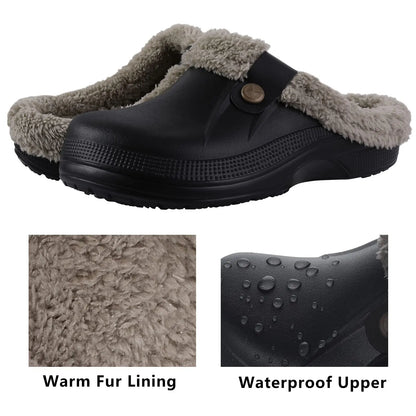 Comwarm New Fuzzy House Slippers for Men and Women - Winter Waterproof Garden Shoes with Soft Plush, Warm Outdoor Furry Clogs