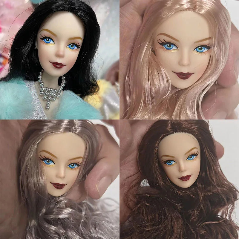 30cm Lady Doll Head – Big Wavy Curly Hair, 1/6 Dress-Up Accessory for Girls DIY Toys
