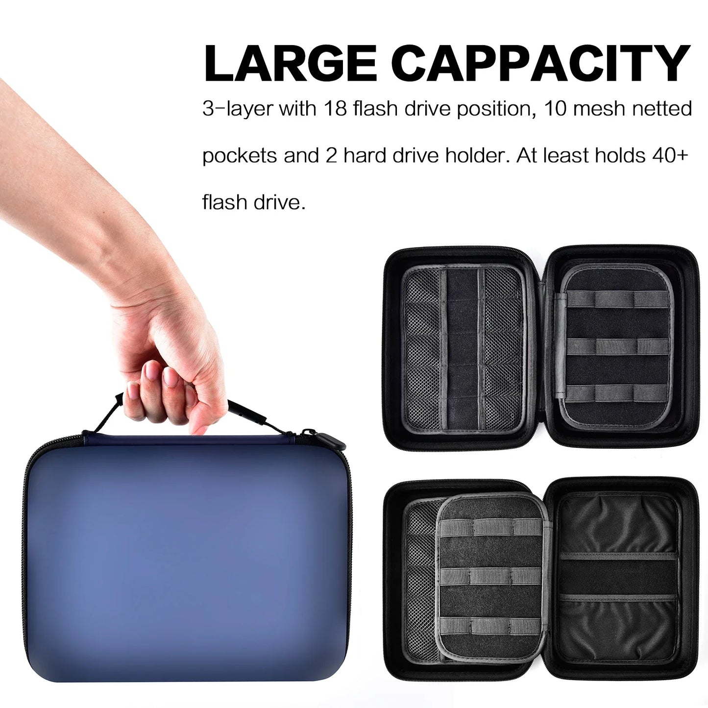 USB Flash Drive Case - Thumb Drive Holder Organizer - Memory Card Storage Bag for SD SDXC SDHC Cards - Electronic Accessories Box
