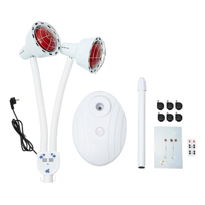 275W Dual-Head Infrared Heat Lamp – Electric Baking Lamp with 360° Adjustable Temperature & Remote Control