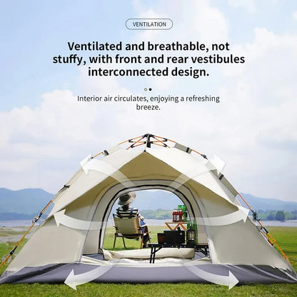 Outdoor Folding Tent – Fully Automatic Quick Opening, 3-4 Person Self-Driving Camping Tent, Rain & Sun Proof, Portable