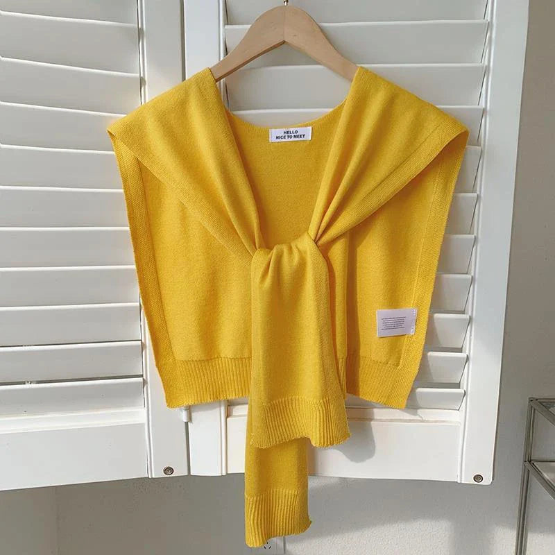 Lightweight Knitted Shawl for Women – Style Summer Cape with Fake Collar
