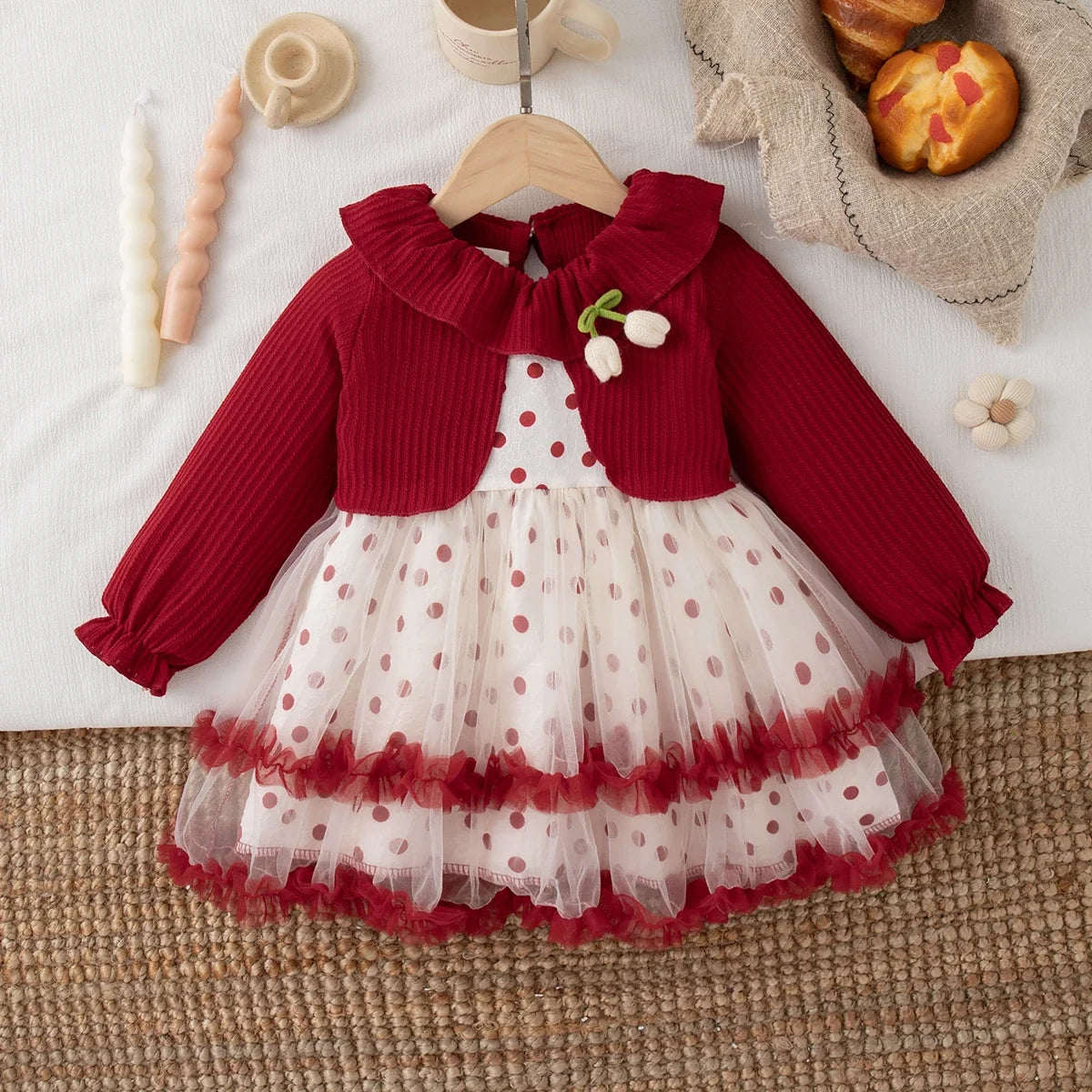 Baby Girl Polka Dot Party Dress - Cute Christmas Dress for Infants & Toddlers 6 Months–3 Years
