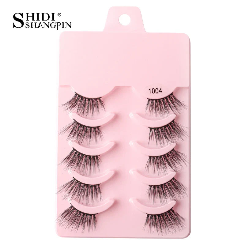 SHIDISHANGPIN 5/10 Pairs Cat Eye False Lashes – 3D Mink Half Lashes, Eyelash Extensions for Natural Makeup, Faux Cils Maquiagem