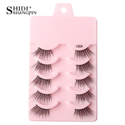 SHIDISHANGPIN 5/10 Pairs Cat Eye False Lashes – 3D Mink Half Lashes, Eyelash Extensions for Natural Makeup, Faux Cils Maquiagem