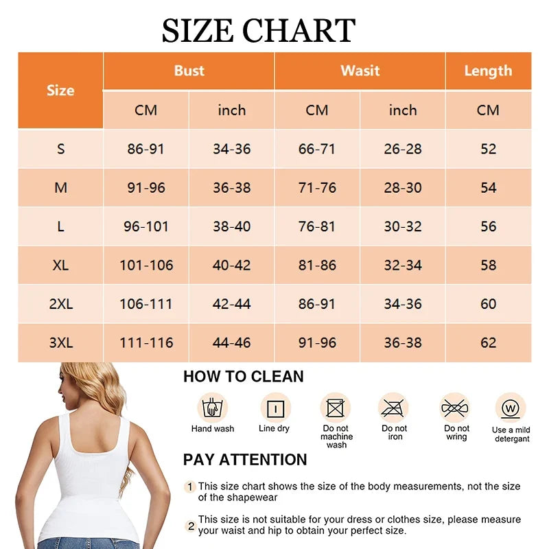 Women's Tummy Control Shapewear Tank Top - Seamless Square Neck Compression Cami (1 or 2 Pack)