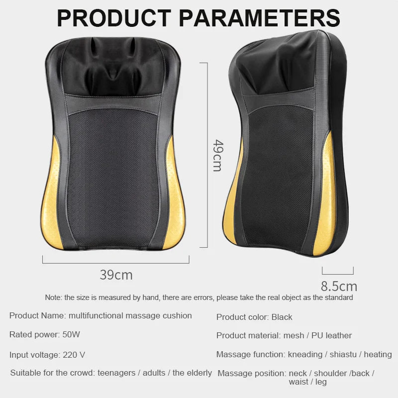 Multifunctional Electric Full Body Massage Cushion – Back, Waist, Neck & Shoulder Shiatsu Kneading Massager for Home Use