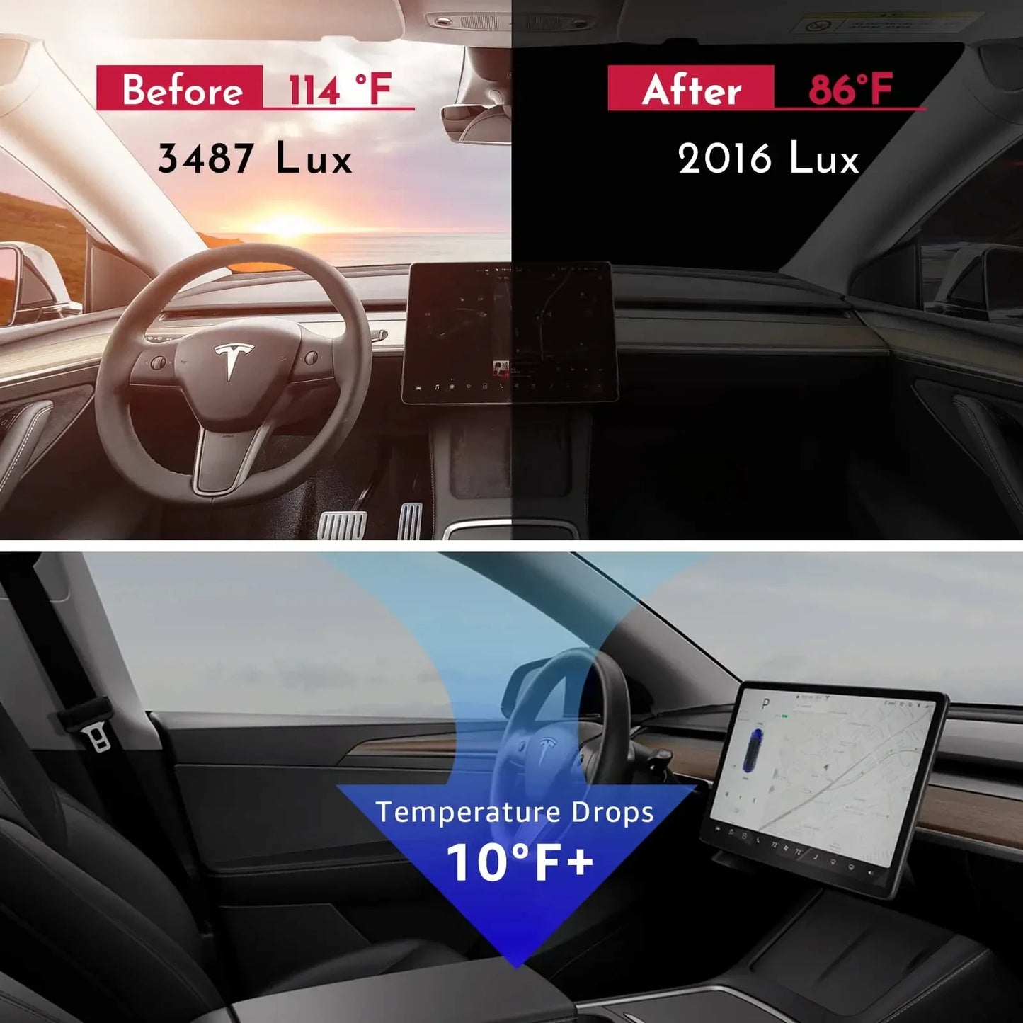 Tesla Windshield Sunshade Folding Front Window Cover – Heat Protection Visor for Model Y & Model 3 2025 Accessories