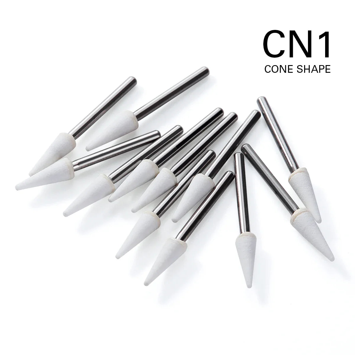 AZDENT White Stone Polishing Burs Kit – Flame, Cone & Round Shapes for Porcelain, Enamel & Composite Resin