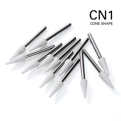 AZDENT White Stone Polishing Burs Kit – Flame, Cone & Round Shapes for Porcelain, Enamel & Composite Resin