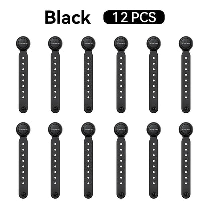 Joyroom Magnetic Cable Management Ties – 12/6PCS Adjustable Wire Organizer with Hook & Loop Straps for Home