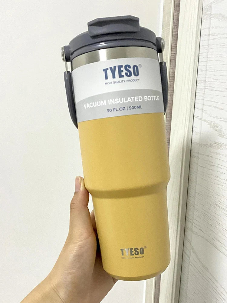 Tyeso Double-Layer Insulated Coffee Cup – Large Capacity Portable Stainless Steel Ice Cream Cup