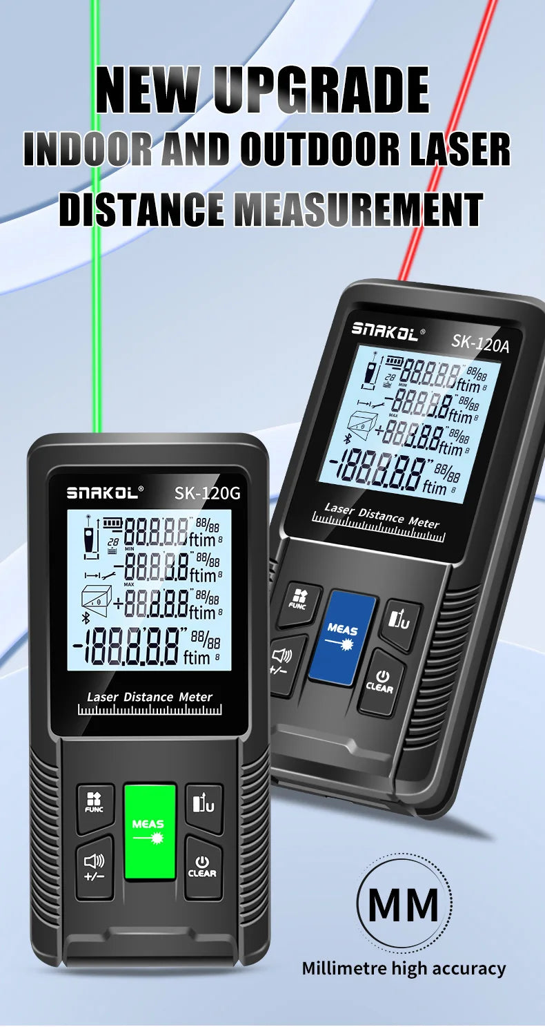Snakol 120M Green Laser Tape Measure — High Accuracy Digital Distance Meter & Electronic Ruler