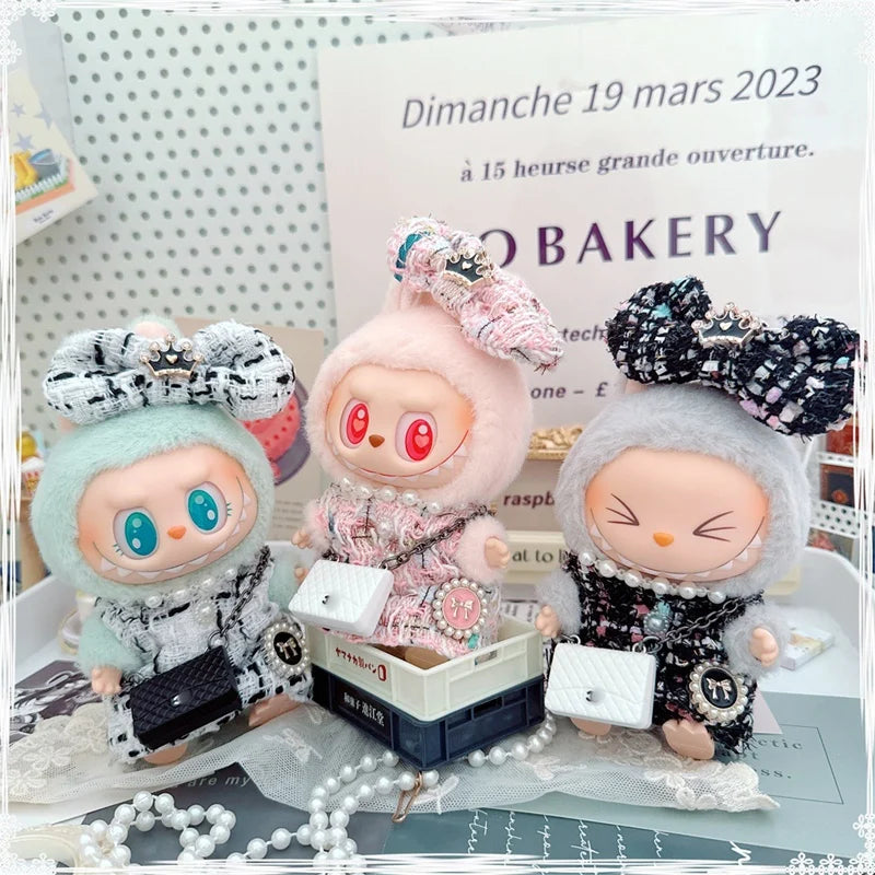 17cm Labubu Doll Accessories - Luxury Sweet Woolen Suit, Crossbody Bag & Princess Shoes Set