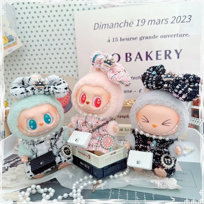 17cm Labubu Doll Accessories - Luxury Sweet Woolen Suit, Crossbody Bag & Princess Shoes Set