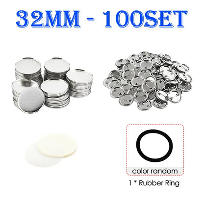 100 Set Blank Badge Button Maker Supplies Kit – DIY Pin Button Parts for 25mm–58mm Pin Badge Press Machine Accessories