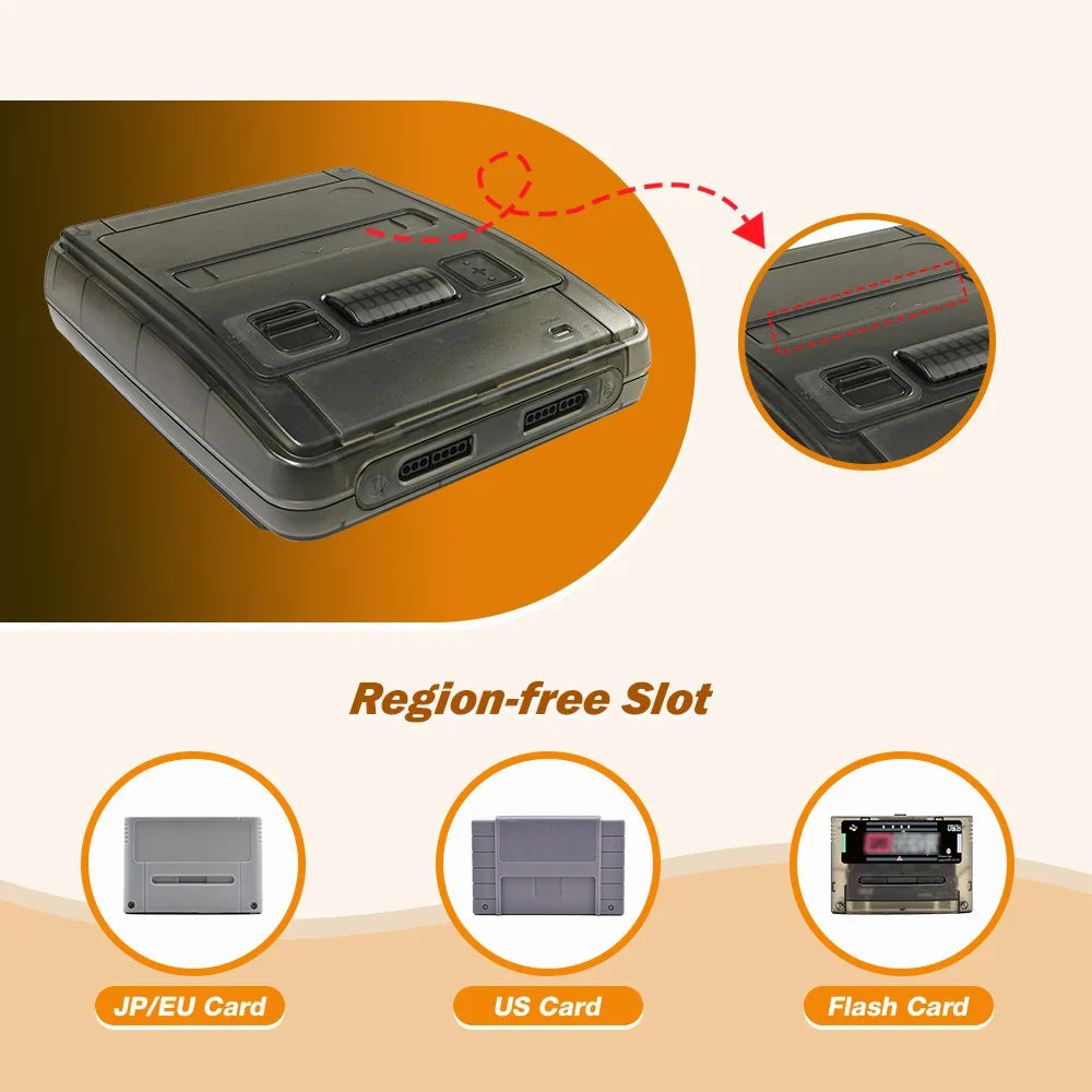 Bitfunx Transparent Replacement Case for SFC/Super Famicom – Clear Shell for Super NES Game Console