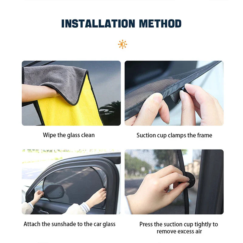 SEAMETAL 2PCS Car Window Sunshade Covers - UV Protection Black Sun Shields for Front and Rear Windows, Summer Car Accessories