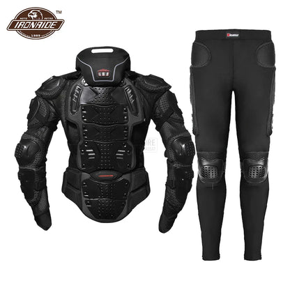 Motorcycle Jacket with Full Body Armor Set – Chest Armor Suit for Motocross Racing & Protective Moto Gear, Sizes S-5XL