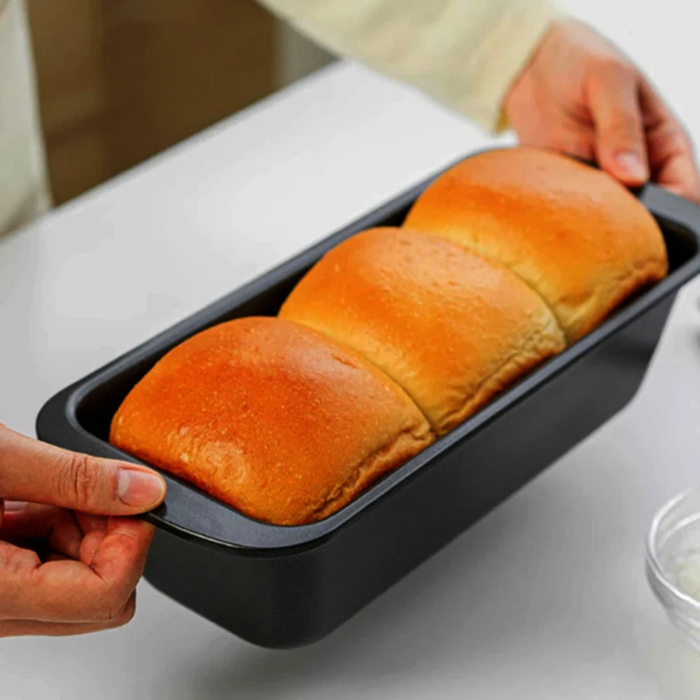 3-Piece Rectangular Nonstick Loaf Pan Set – Gray Carbon Steel Bread, Toast, Brownie & Pound Cake Baking Pans