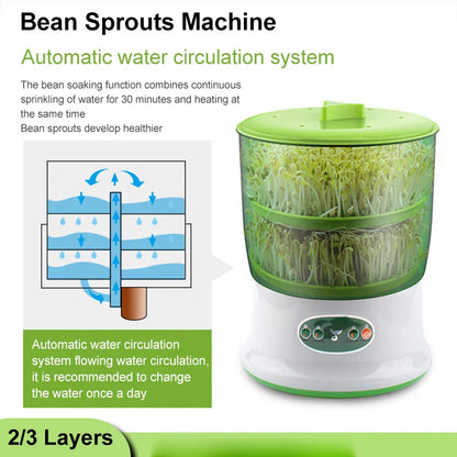 Intelligent Bean Sprouts Maker - Automatic Electric Green Vegetable Seeds Growth Bucket - Thermostat Germinator Machine