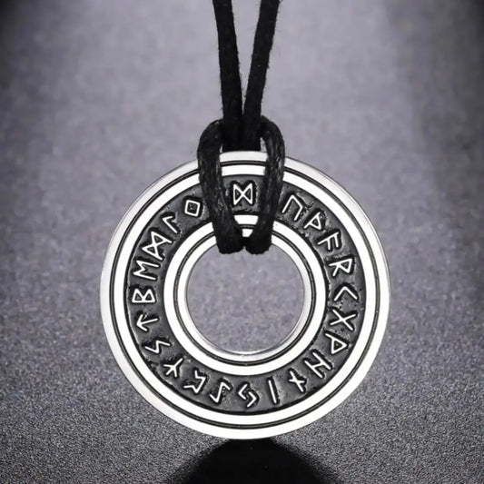 LIKGREAT Vintage Nordic Rune Necklace for Men – Stainless Steel Norse Viking Jewelry, Elder Futhark Pendant Amulet