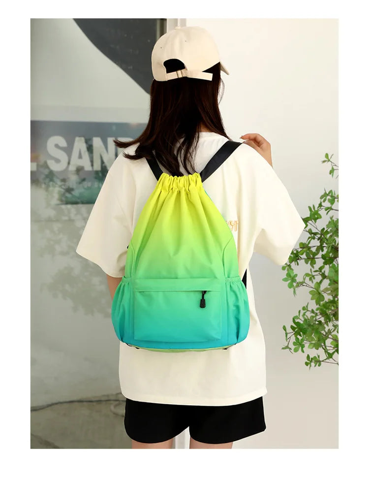 Bundle Pocket Waterproof Nylon Backpack — Portable Sports Bag for Outdoor, Camping, Swimming, Fitness, and School Use