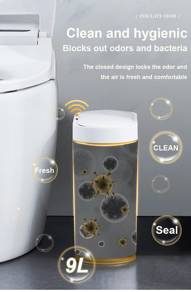 7/9L Automatic Sensor Trash Can – Smart Induction Garbage Bin with Roman Striped Design for Bathroom & Kitchen