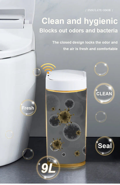 7/9L Automatic Sensor Trash Can – Smart Induction Garbage Bin with Roman Striped Design for Bathroom & Kitchen