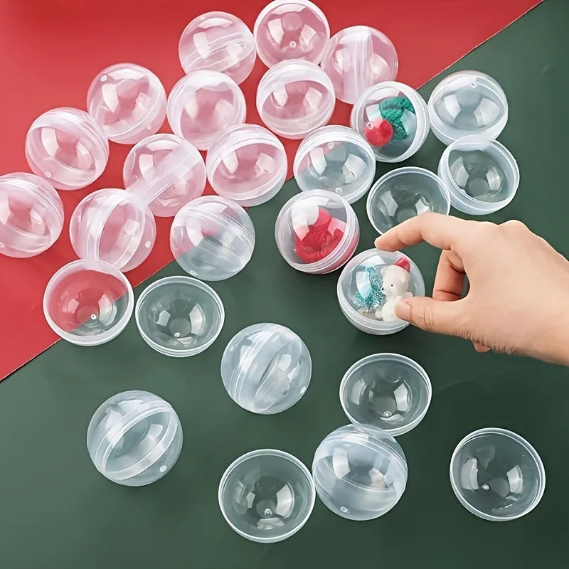 100pcs Clear Plastic Capsules – Round Empty Containers for Gumball Machines, Vending Prizes, DIY Crafts & Bulk Supplies