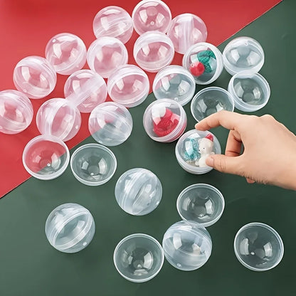 100pcs Clear Plastic Capsules – Round Empty Containers for Gumball Machines, Vending Prizes, DIY Crafts & Bulk Supplies