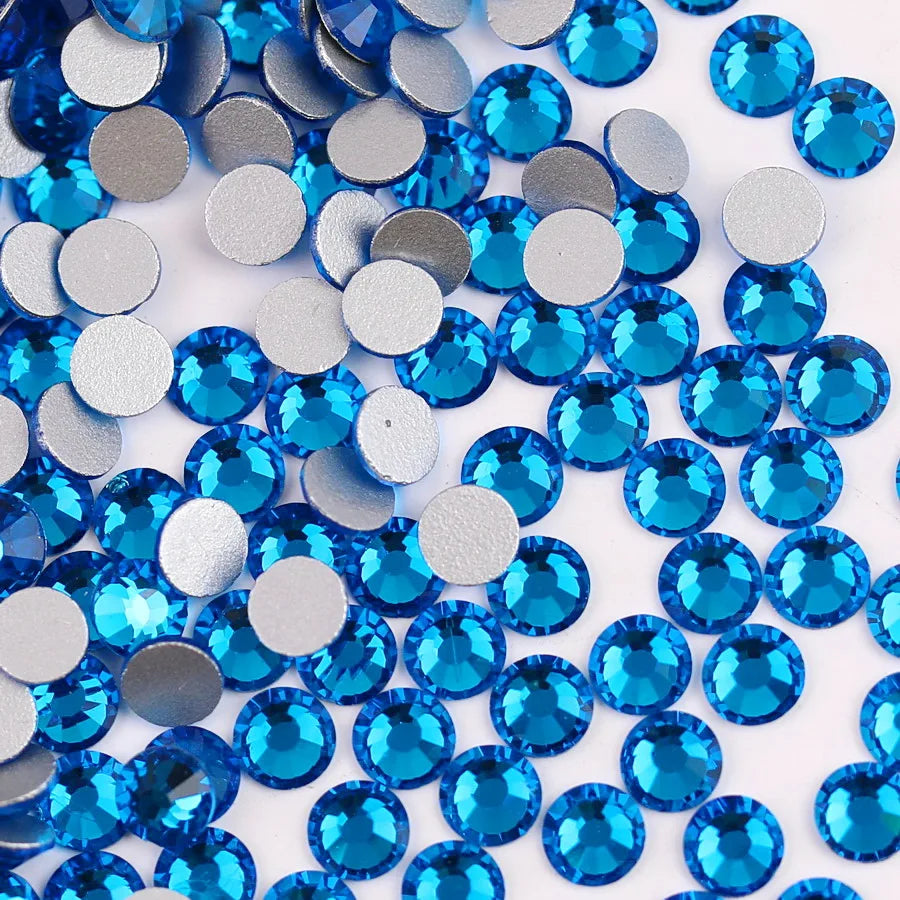 Glass Crystal Flatback Rhinestones SS6–SS30 Set – 7 Sizes Non-Hotfix Round Nail Art Beads for DIY Crafts & Decoration