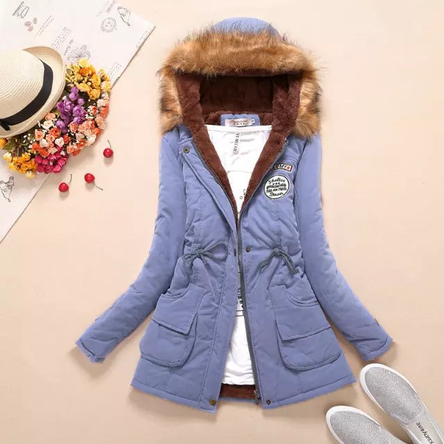 2024 Women's Winter Cotton Jacket – Slim Fit Hooded Parka, Embroidered Padded Warm Casual Overcoat