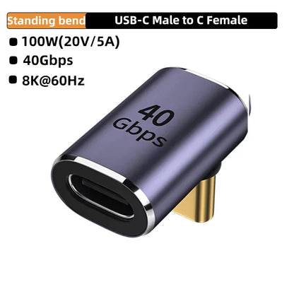 USB4.0 40Gbps 90° Type-C Adapter – 100W Fast Charging & Data Converter for MacBook 8K60Hz