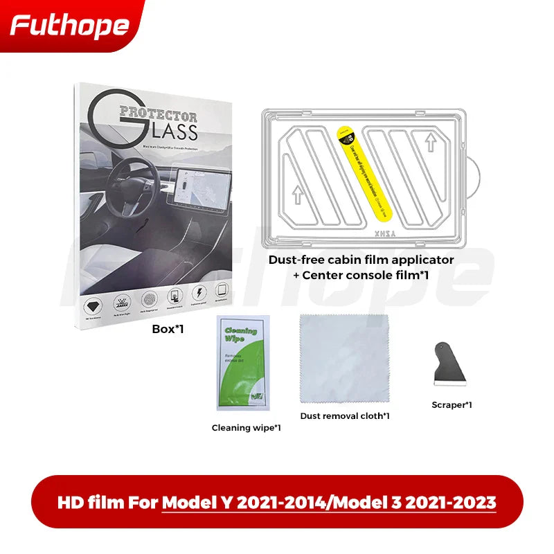 Futhope Tempered Glass Screen Protector – HD Center Control Film for Tesla Model 3/Y Highland (2021-2025) Protection