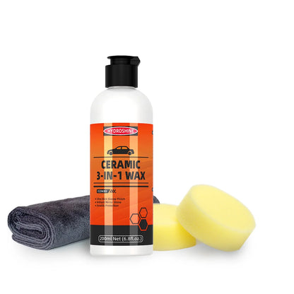 Hydroshine 3-in-1 Ceramic Wax – Remove Swirl Marks, Scratches, Rust & Oxidation, Paint Care & Polishing with Carnauba Protection
