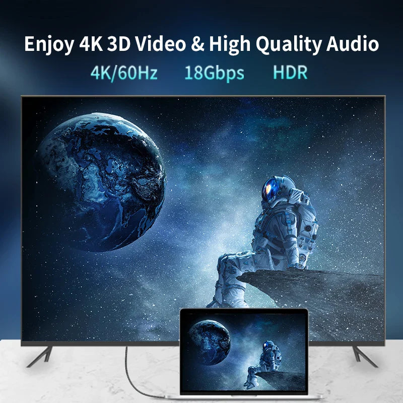 4K HDMI Cable - High-Speed 18Gbps HDMI 2.0 Cable with HDR, 3D Braided Cord, ARC Compatible for MacBook Pro 2021, UHD TV, Projector, PC