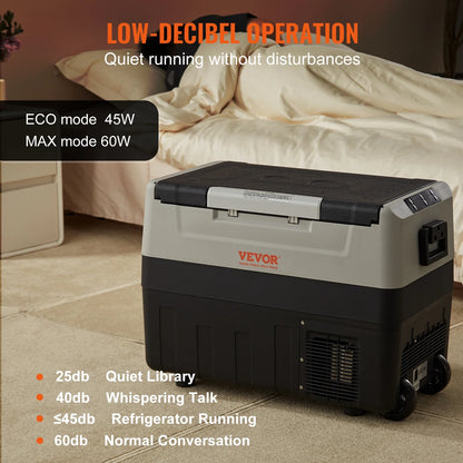 VEVOR Portable Car Refrigerator — 35L/45L/55L Foldable Handle Compressor Freezer with Wheels for Camping, Picnics & Travel