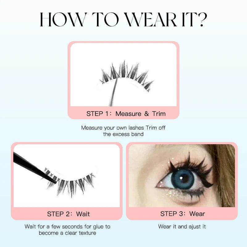 5 Pairs Manga False Eyelashes – Wispy Soft Cluster Lashes Natural Thick Clear Band Korean Anime Style Makeup Lashes