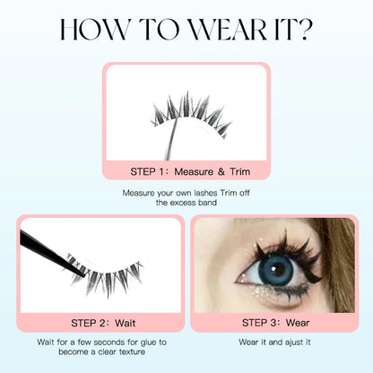 5 Pairs Manga False Eyelashes – Wispy Soft Cluster Lashes Natural Thick Clear Band Korean Anime Style Makeup Lashes