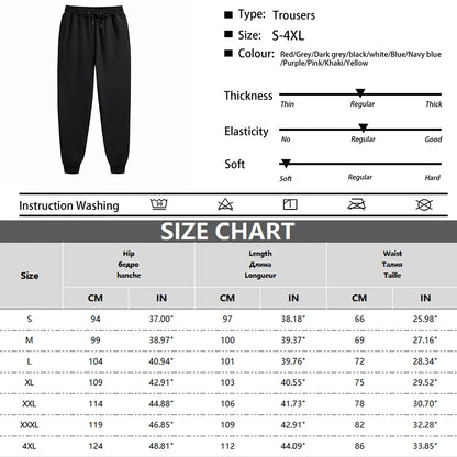 Men's Sweatpants - Spring Autumn Fleece Sport Pants with Drawstring & Pockets, Oversized Casual Trousers