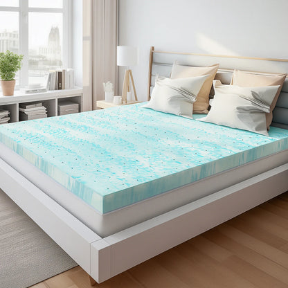2-3 Inch Gel Memory Foam Mattress Topper - Full Size Cooling, Soft, and Breathable Bed Topper for School Bedroom