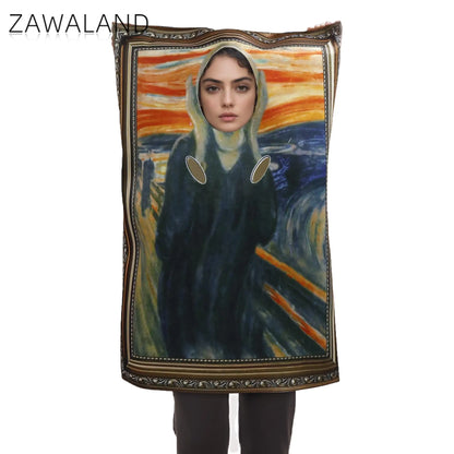 Mona Lisa & The Scream Art Cosplay Costume - Funny Halloween Carnival Sponge Suit for Adults & Kids